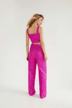Tailored Sequin Wide Leg Pants 6 Tailored Sequin Wide Leg Pants -Nasty Gal Sales Store Sales womens candy20pink tailored sequin wide leg pants 2