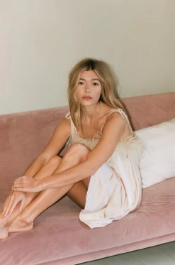 Feather Trim Satin Nighty Slip Dress -Nasty Gal Sales Store Sales womens champagne feather trim satin nighty slip dress 12