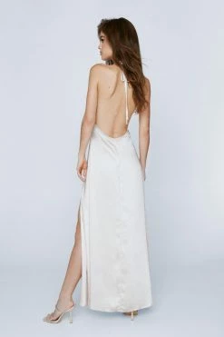 Hammered Satin Cowl Neck Maxi Dress -Nasty Gal Sales Store Sales womens champagne hammered satin cowl neck maxi dress 9
