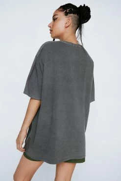 Smile Graphic Oversized T-shirt -Nasty Gal Sales Store Sales womens charcoal smile graphic oversized t shirt 2