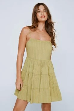 Cotton Seersucker Tassel Cover Up Mini Dress -Nasty Gal Sales Store Sales womens chartreuse cotton seersucker tassel cover up mini dress 6