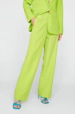 Premium Wide Leg Tailored Pants 17 Premium Wide Leg Tailored Pants -Nasty Gal Sales Store Sales womens chartreuse premium wide leg tailored pants 4