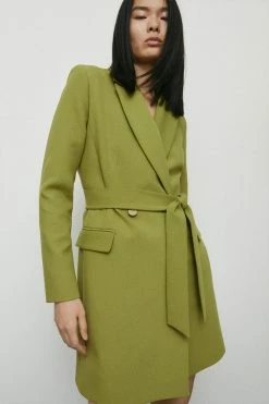 Warehouse Double Breasted Blazer Dress -Nasty Gal Sales Store Sales womens chartreuse warehouse double breasted blazer dress 3