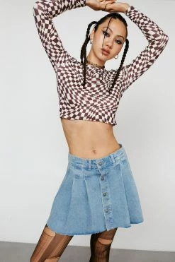 Checkerboard Cropped Top 7 Checkerboard Cropped Top -Nasty Gal Sales Store Sales womens chocolate checkerboard cropped top 3
