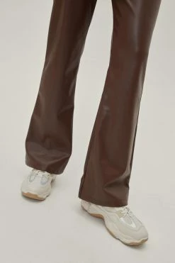 Faux Leather Fit And Flare Low Rise Pants