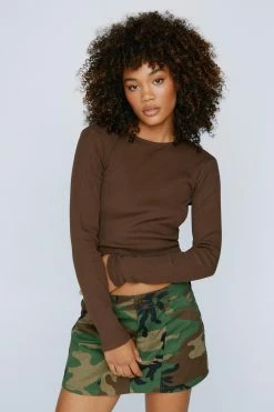 Long Sleeve Backless Tie Up Top -Nasty Gal Sales Store Sales womens chocolate long sleeve backless tie up top 3