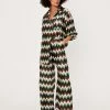 Zig Zag Print Satin Wide Leg Pants