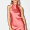 Satin Cowl Halter Neck Mini Dress