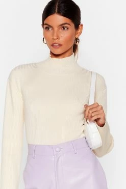 Open Tie Back Knitted Turtleneck Top