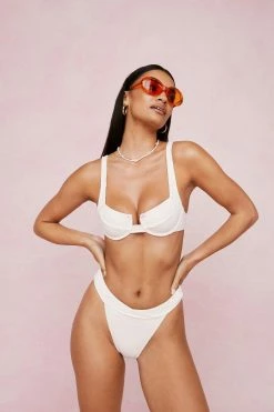 Crinkle Underwire Cut Out Bikini Top