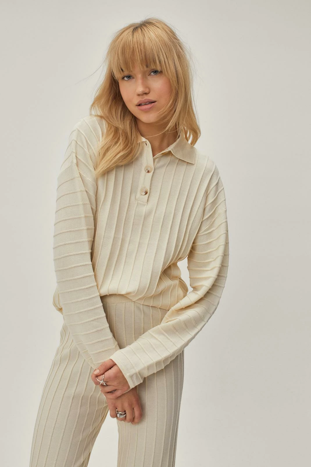 Recycled Button Detail Knitted Top 2 Recycled Button Detail Knitted Top - Image 2