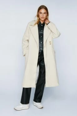 Wool Blend Oversized Duster Coat -Nasty Gal Sales Store Sales womens cream wool blend oversized duster coat 3