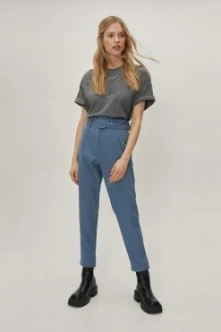 Adjustable Belted Tailored Peg Pants -Nasty Gal Sales Store Sales womens dark20blue adjustable belted tailored peg pants 3