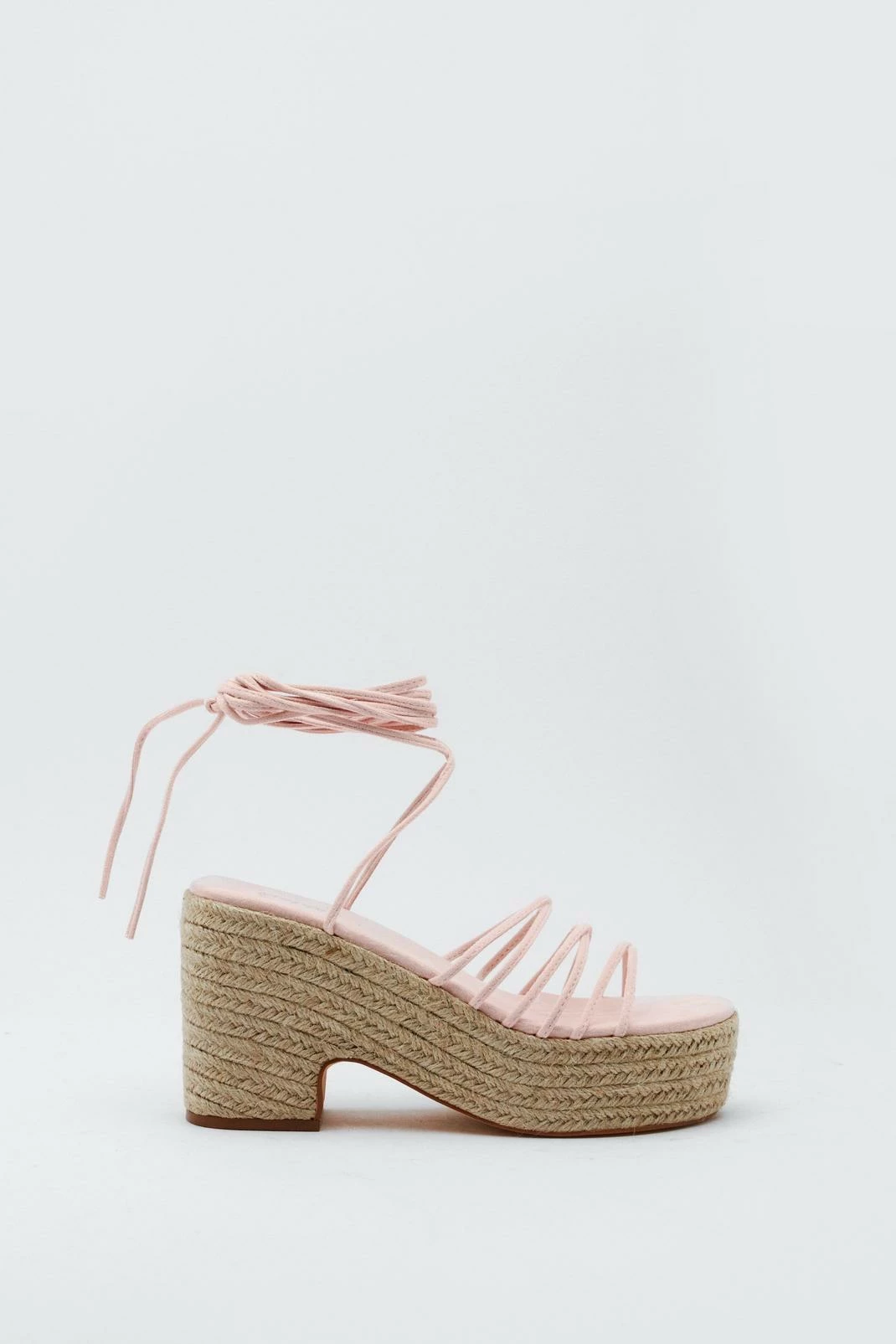 Faux Suede Ankle Wrap Raffia Wedges 2 Faux Suede Ankle Wrap Raffia Wedges - Image 2