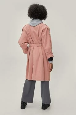 Belted Oversized Double Breasted Trench Coat 12 Belted Oversized Double Breasted Trench Coat -Nasty Gal Sales Store Sales womens dusty20rose oversized longline trench coat 2