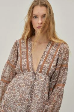 Paisley Plunge Midaxi Smock Dress