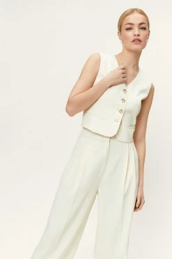 Cropped Tailored Single Breasted Vest 26 Cropped Tailored Single Breasted Vest -Nasty Gal Sales Store Sales womens ecru cropped tailored single breasted vest 1