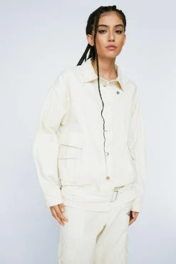 Embroidered Beaded Oversized Pocket Shacket -Nasty Gal Sales Store Sales womens ecru embroidered beaded oversized pocket shacket 2