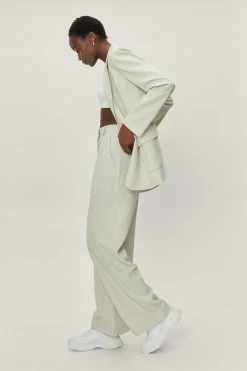 High Waisted Tailored Smart Pants -Nasty Gal Sales Store Sales womens ecru high waisted tailored smart pants 3