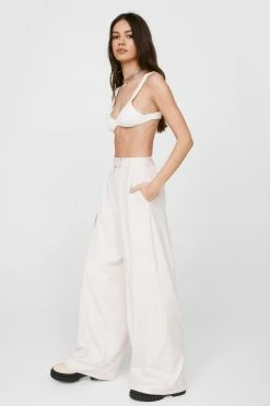 High Waisted Tailored Wide Leg Pants
