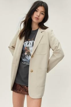Pocket Detail Fluid Single Breasted Blazer 8 Pocket Detail Fluid Single Breasted Blazer -Nasty Gal Sales Store Sales womens ecru pocket detail fluid single breasted blazer 1