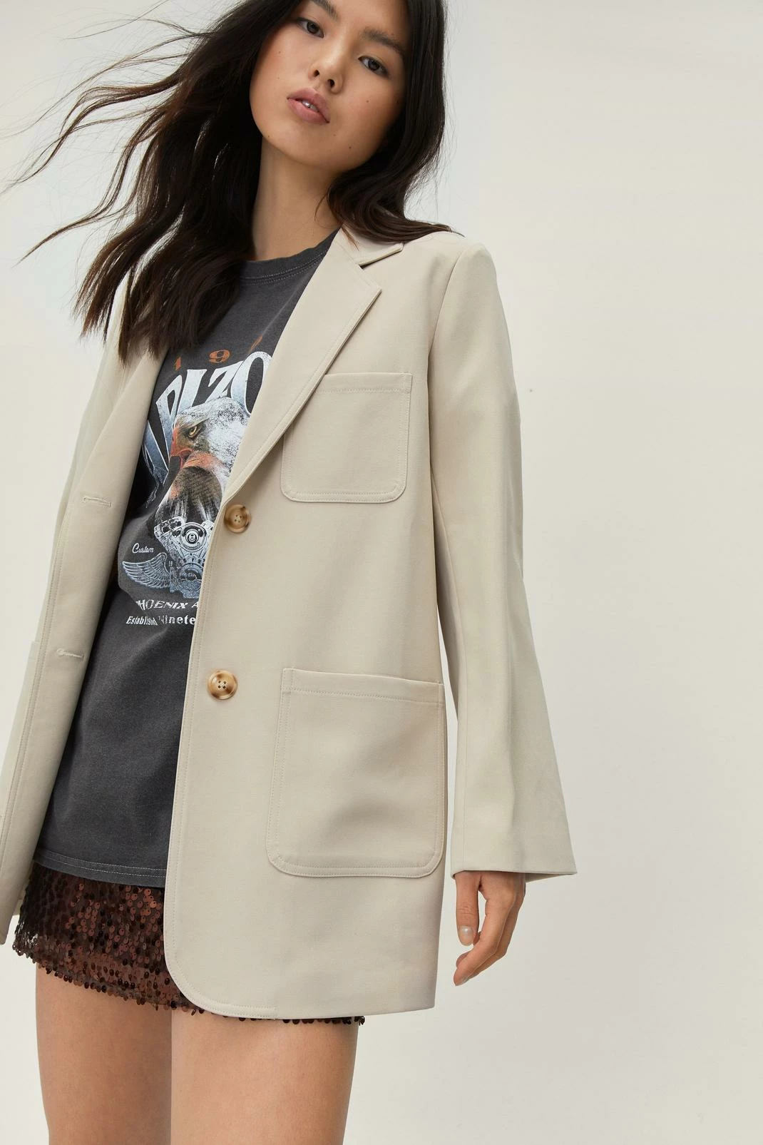 Pocket Detail Fluid Single Breasted Blazer 7 Pocket Detail Fluid Single Breasted Blazer - Image 7