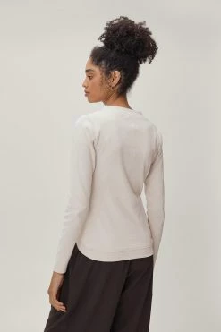 Twist Front Ribbed Longline Top -Nasty Gal Sales Store Sales womens ecru twist front ribbed longline top 2