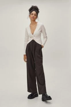 Twist Front Ribbed Longline Top