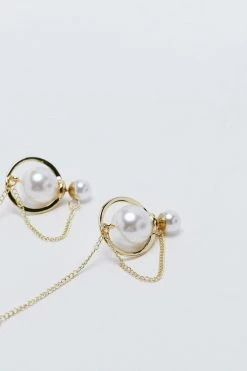 Chunky Pearl Drop Earrings -Nasty Gal Sales Store Sales womens gold chunky pearl drop earrings 2