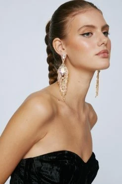 Embellished Drop Earring -Nasty Gal Sales Store Sales womens gold embellished drop earring 3