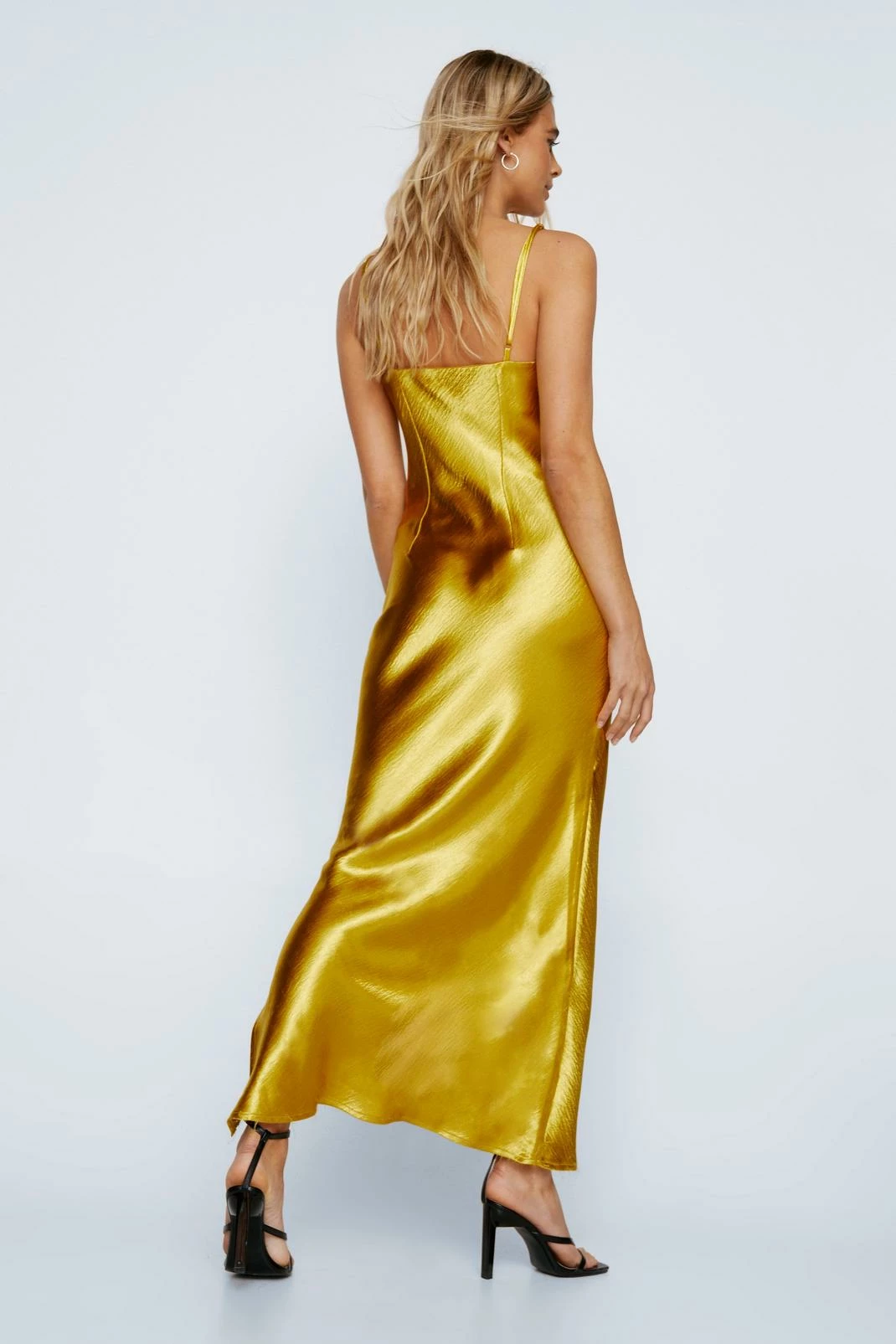 Hammered Satin Cut Out Bias Midi Dress 6 Hammered Satin Cut Out Bias Midi Dress - Image 6