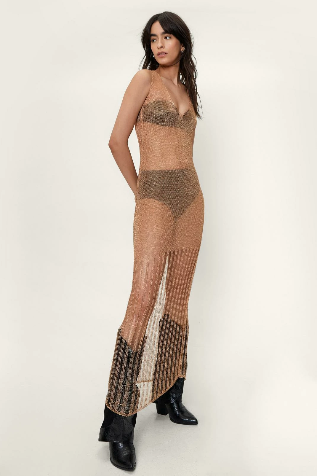 Metallic Yarn Knitted Maxi Dress 1 Metallic Yarn Knitted Maxi Dress