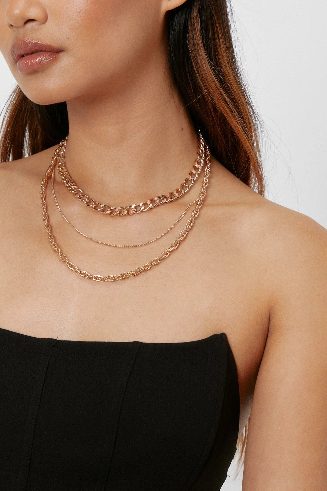 Triple Layered Chunky Chain Necklace 1 Triple Layered Chunky Chain Necklace