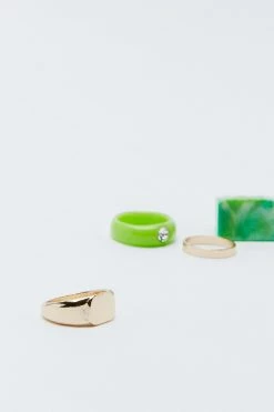 4 Piece Mixed Ring Pack 6 4 Piece Mixed Ring Pack -Nasty Gal Sales Store Sales womens green 4 piece mixed ring pack 2
