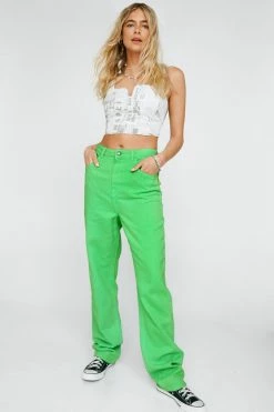 9's Style Denim Puddle Jean -Nasty Gal Sales Store Sales womens green 90s style denim puddle jean 1