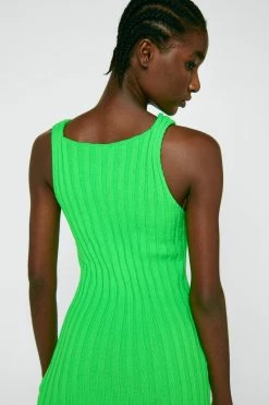 Asymmetric Hem Ribbed Knitted Mini Dress -Nasty Gal Sales Store Sales womens green asymmetric hem ribbed knitted mini dress 5