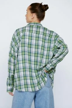 Checked Relaxed Shirt 6 Checked Relaxed Shirt -Nasty Gal Sales Store Sales womens green checked relaxed shirt 2