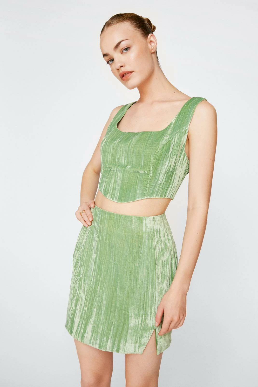 Crinkle Velvet Cropped Corset Top 2 Crinkle Velvet Cropped Corset Top - Image 2