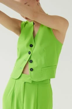 Cropped Tailored Single Breasted Vest 34 Cropped Tailored Single Breasted Vest -Nasty Gal Sales Store Sales womens green cropped tailored single breasted vest