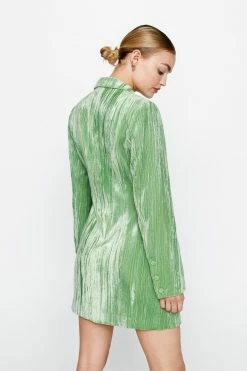 Double Breasted Velvet Blazer Dress -Nasty Gal Sales Store Sales womens green double breasted velvet blazer dress 2