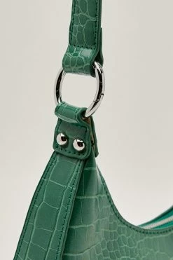 Faux Leather Croc Structured Shoulder Bag 12 Faux Leather Croc Structured Shoulder Bag -Nasty Gal Sales Store Sales womens green faux leather croc structured shoulder bag 2