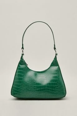 Faux Leather Croc Structured Shoulder Bag 10 Faux Leather Croc Structured Shoulder Bag -Nasty Gal Sales Store Sales womens green faux leather croc structured shoulder bag