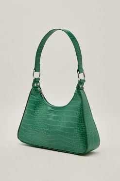 Faux Leather Croc Structured Shoulder Bag 13 Faux Leather Croc Structured Shoulder Bag -Nasty Gal Sales Store Sales womens green faux leather croc structured shoulder bag 3