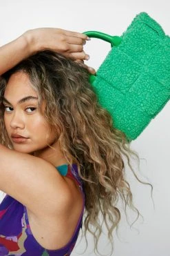 Faux Teddy Woven Day Bag