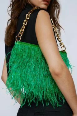 Feather Chain Strap Bag