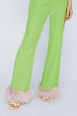 Feather Trim Kick Flare Pants