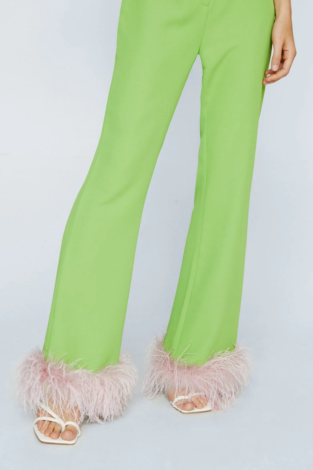 Feather Trim Kick Flare Pants 1 Feather Trim Kick Flare Pants