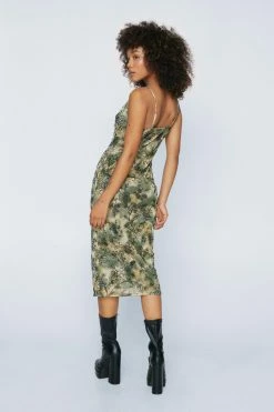 Flocked Mesh Cowl Neck Dress 12 Flocked Mesh Cowl Neck Dress -Nasty Gal Sales Store Sales womens green flocked mesh cowl neck dress 2