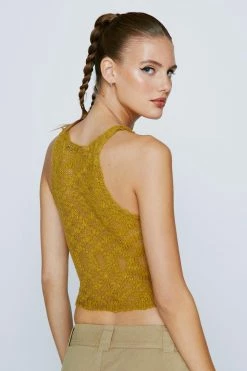 Gauzy Racer Crop Top -Nasty Gal Sales Store Sales womens green gauzy racer crop top 2