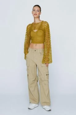 Gauzy Racer Crop Top -Nasty Gal Sales Store Sales womens green gauzy racer crop top